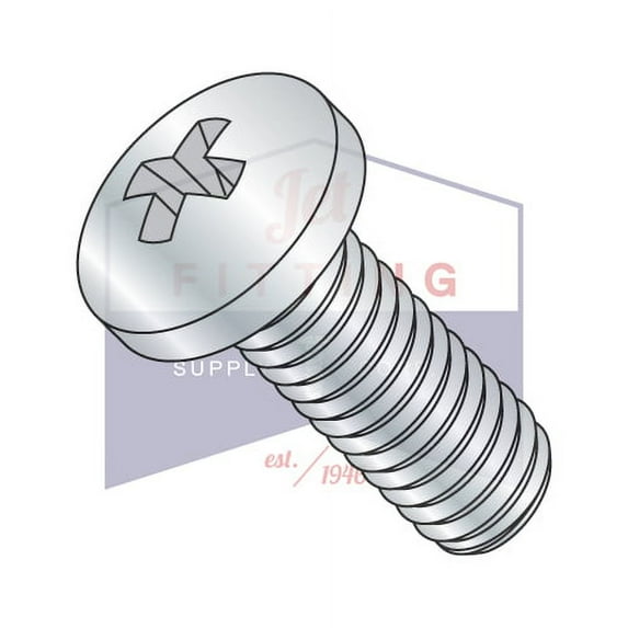 2-56 x 1/2" Machine Screws | Phillips | Pan Head | Steel | Zinc (Quantity: 10000)