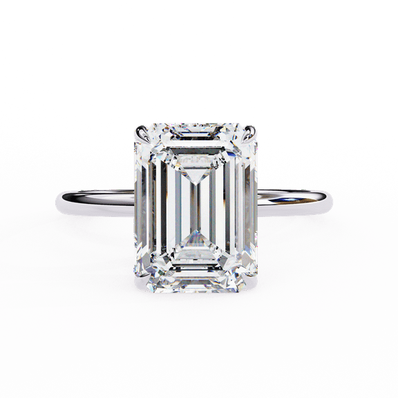 2.56CT Emerald Cut Lab Grown Diamond With White Gold Engagement Ring, Hidden Halo Ring, IGI Certified Ring, 4 Prong Solitaire Ring For Women