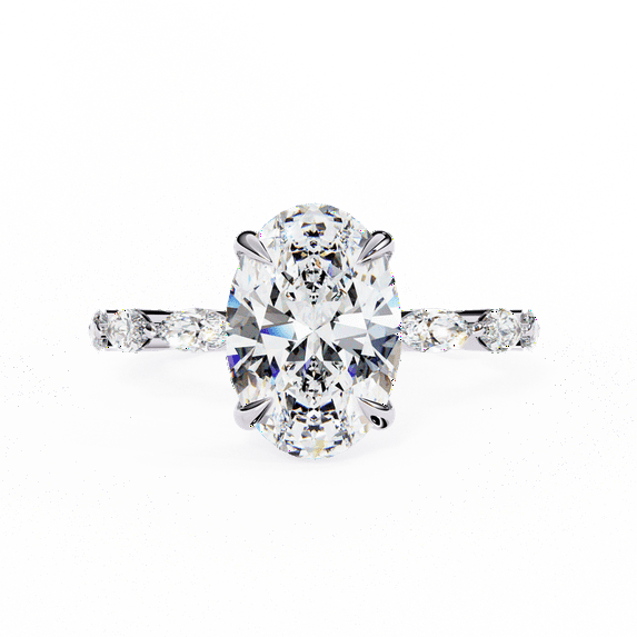 2.56CT Oval Cut Lab Grown Diamond Ring 4 Prong Set Engagement Ring, Lab Created Diamond, White Gold Wedding Anniversary Promise Ring For Her