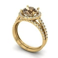 thumbnail image 1 of 2.56ct Brilliant Round Cut Champagne 18K Yellow Gold Halo Solitaire with Accents Engagement Bridal Wedding Ring Band Set size 9.75, 1 of 7