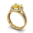 thumbnail image 1 of 2.56ct Brilliant Round Cut Yellow Moissanite 18K Yellow Gold Halo Solitaire with Accents Engagement Bridal Wedding Ring Band Set size 9.25, 1 of 7