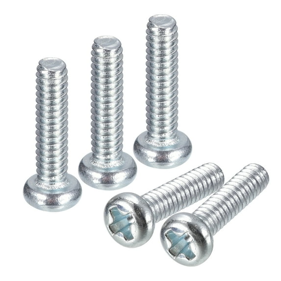 #2 56x3/8" Pan Head Phillips Machine Screws, 25 Pack Zinc Plated Carbon Steel Cross Head Screws