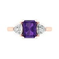thumbnail image 1 of Three-Stone Engagement Ring for Women - 2.82ct Natural Amethyst in 18K Rose Gold Promise Ring, 1 of 6