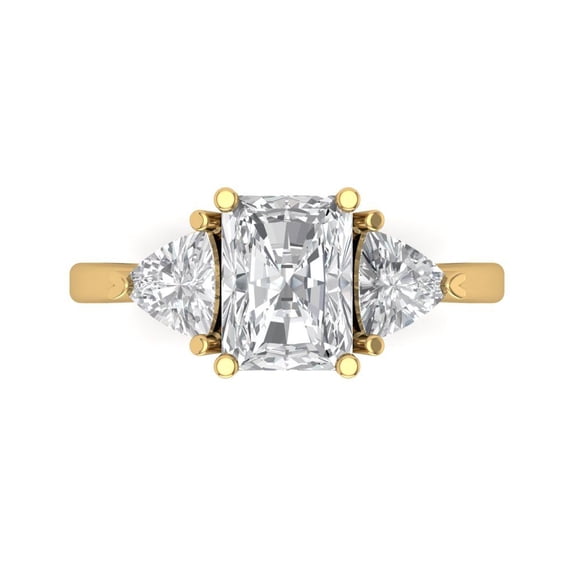 Three-Stone Engagement Ring for Women - 2.82ct Moissanite in 14K Yellow Gold Promise Ring