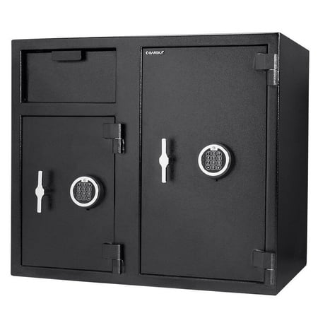 Barska - Large Double Digital Depository Safe-Dual Keypad Lock with Rotary Drop Slot, 2 Secure Compartments, 5 Steel Deadbolts - Black