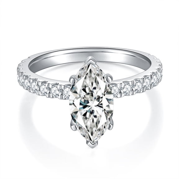 2.58 Carat Marquise Cut Moissanite Rings Women 925 Sterling Silver Moissanite Promise Ring Girlfriend Lab Grown Diamond Wedding Rings Bridal Simulated Diamond Ring for Women