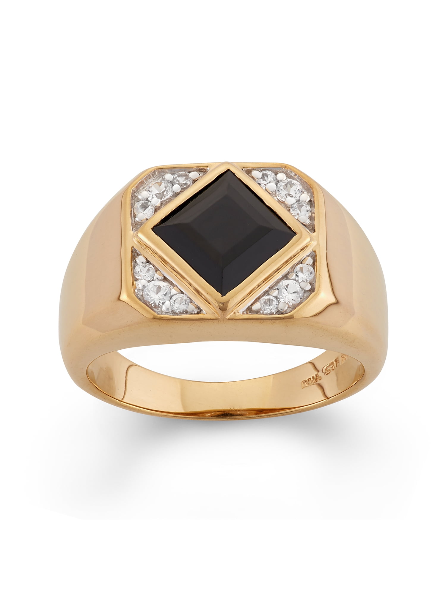 2.59 ct Men's Onyx and White Sapphire Gold Plated Sterling Silver Ring