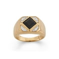 thumbnail image 1 of 2.59 ct Men's Onyx and White Sapphire Gold Plated Sterling Silver Ring, 1 of 4
