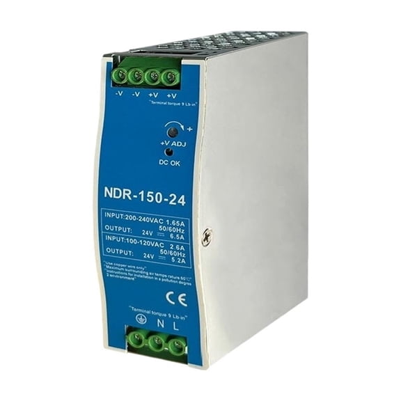 2.5A 12V 5.2A 24V NDR150W Industrial DIN Rail Mounted AC TO DC Single Output Switching Power Supply ,Easy Operation