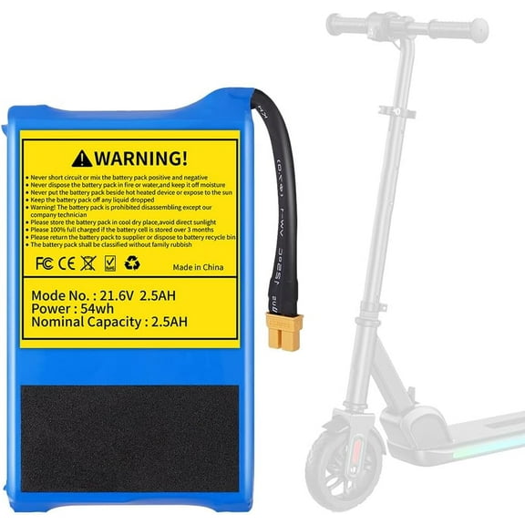 2.5Ah 21.6V Electric Scooter Battery Electric Scooter Replacement Battery Compatible for SmooSat Electric Kids Scooter E9 / E9 Pro / E9 Apex.21.6V Battery