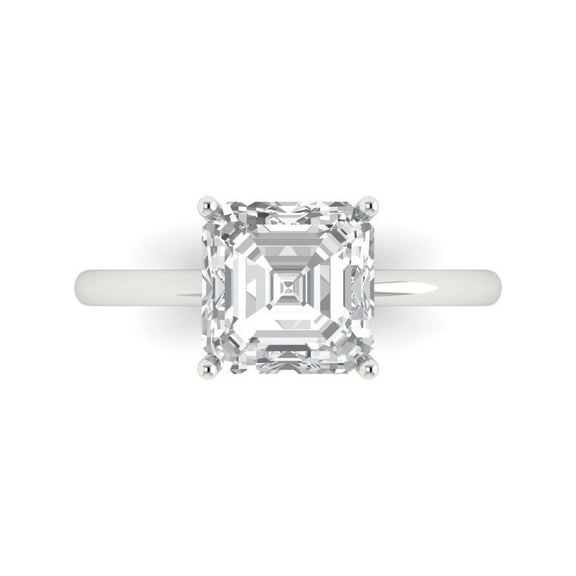 Solitaire Engagement Ring for Women - 2.5ct Moissanite in 14K White Gold Promise Ring