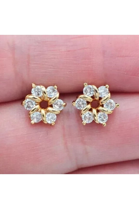 2.5Ct La Created Round Cut Diamond Earring in 14K Yellow Gold Pated