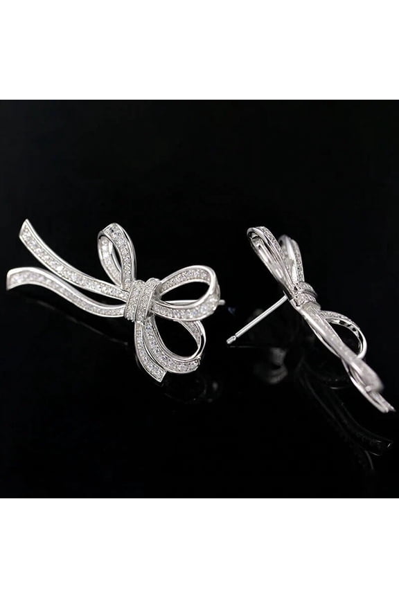 2.5Ct Lab Created Diamond Ribbon Bow Engagement Stud Earrings 14K White Gold