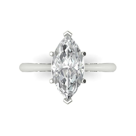 Solitaire Engagement Ring for Women - 2.5ct Moissanite in 14K White Gold Promise Ring