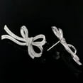 thumbnail image 1 of 2.5Ct Natural Moissanite Diamond Ribbon Bow Stud Engagement Earrings in 14K White Gold, 1 of 2