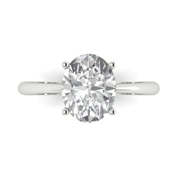 Solitaire Engagement Ring for Women - 2.5ct Moissanite in 14K White Gold Promise Ring