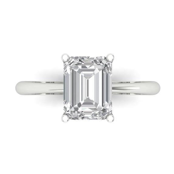 Solitaire Engagement Ring for Women - 2.5ct Moissanite in 14K White Gold Promise Ring
