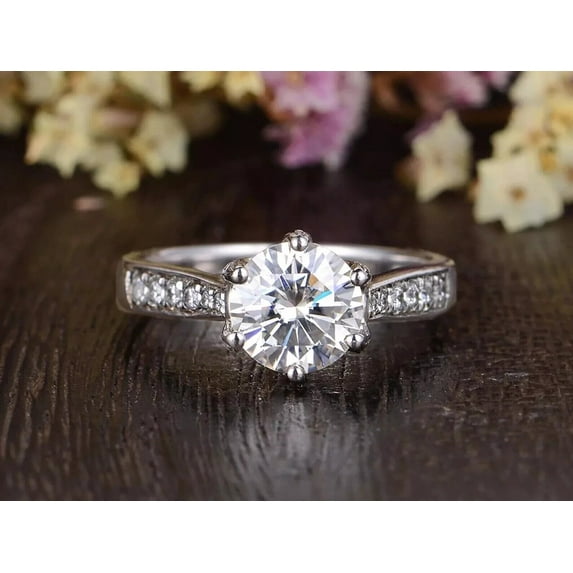 2.5Ct Round Cut Lab Created Diamond Ring in 14K White Gold Plated