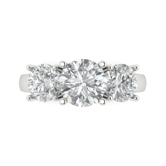 Three-Stone Engagement Ring for Women - 2.5ct Moissanite in 18K White Gold Promise Ring