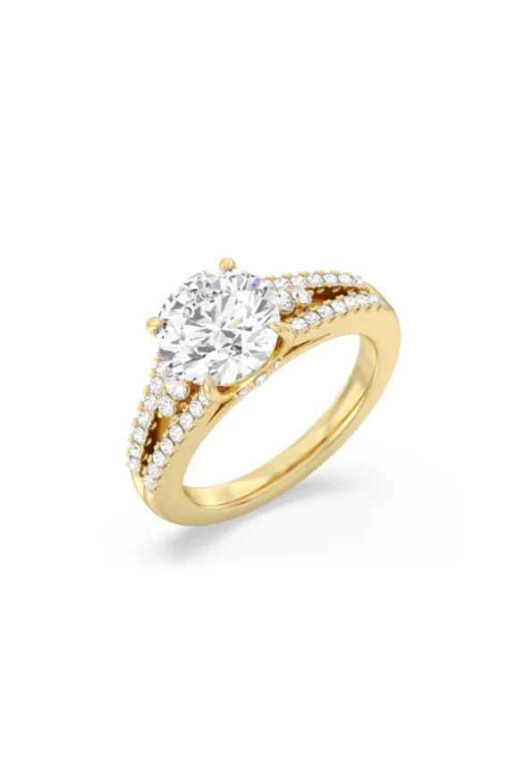 2.5Ct Round Cut Moissanite Women's Engagement Ring 14K Yellow Gold Plated