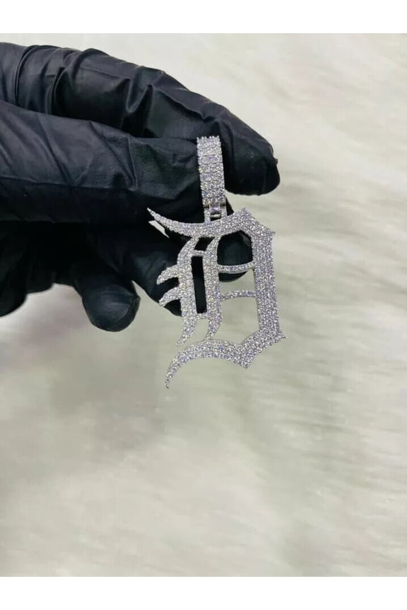 2.5Ct Simulated Diamond Mens Custom Name Initial Charm Pendant 925 Sterling Silver
