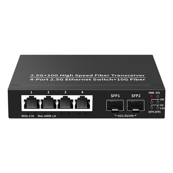 2.5G Ethernet Switch 4 Port 2500Mbps Network Switcher 2 Port 10G + Slot Home Lab Hub Internet Splitter Plug and Play
