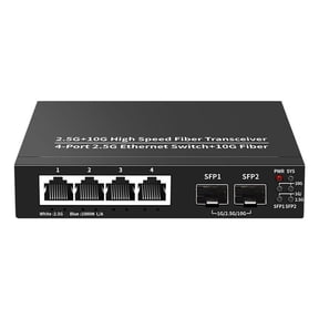 2.5G Ethernet Switch 4 Port 2500Mbps Network Switcher 2 Port 10G + Slot Home Lab Hub Internet Splitter Plug and Play