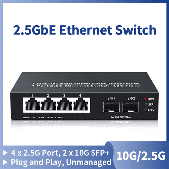 2.5G Ethernet Switch 4 Port 2500Mbps Network Switcher