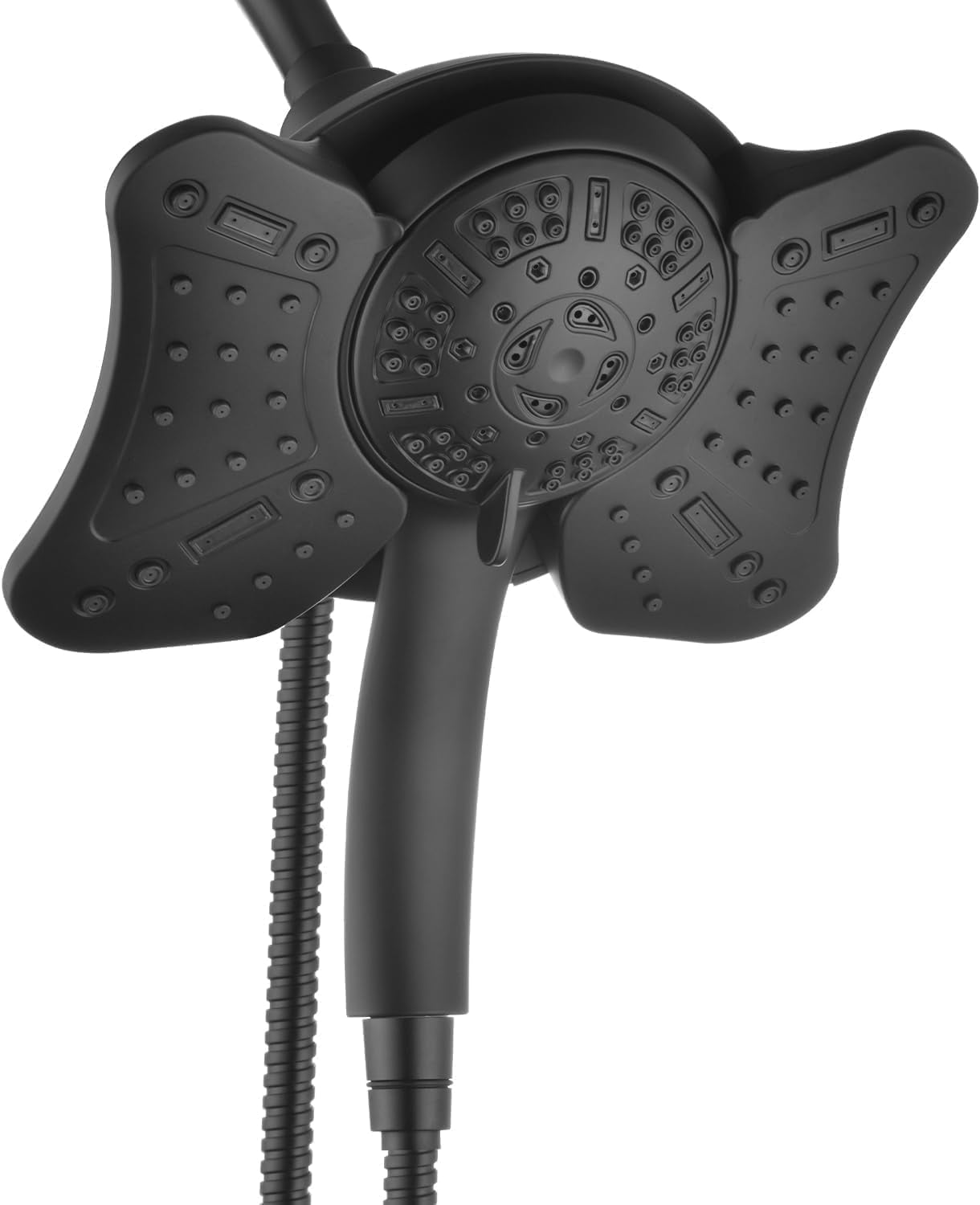 KESTE Shower Head with Handheld Spray Combo: High Pressure 2 in 1 Shower Heads with 60” Hose & 9 Mode Adjustable Handheld Shower, Double Rain Showerhead for Bathroom with Anti-Clog Nozzles, Black