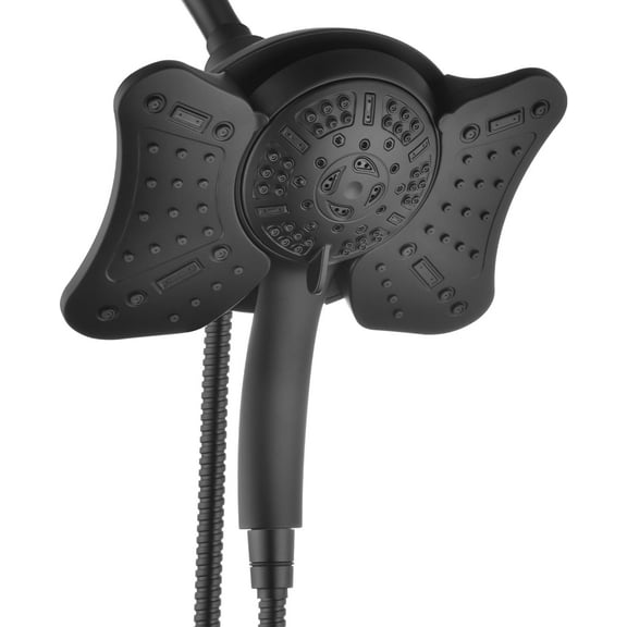 KESTE Shower Head with Handheld Spray Combo: High Pressure 2 in 1 Shower Heads with 60” Hose & 9 Mode Adjustable handheld Shower, Double Rain Showerhead for bathroom with Anti-Clog Nozzles, Black