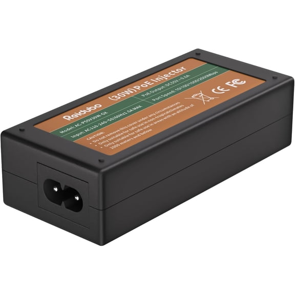2.5Gb PoE+ Injector Adapter 30W 48~55V, IEEE 802.3at/af Compliant, Converts Non-PoE to PoE Network, 100/1000/2500Mbps RJ45, Up to 328 ft, Plug & Play (30W)
