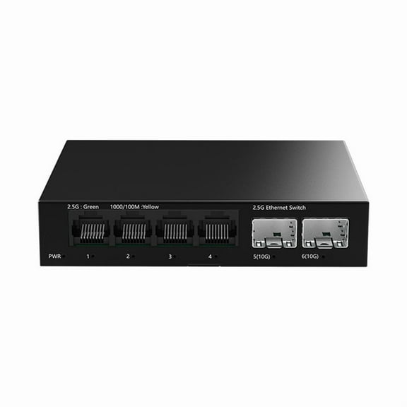 2.5GbE Switch 2.5GBASE-T 4 Port 2.5G RJ45 with 2 10G SFP+ Fanless Plug and Play,Network ywm58