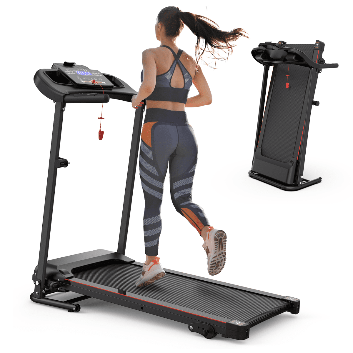 2.5HP Bluetooth Sensor Treadmill with 3-Level Incline, Folding Home Treadmills, 12KM/H Speed – 265LBS Capacity for Home Gym Use