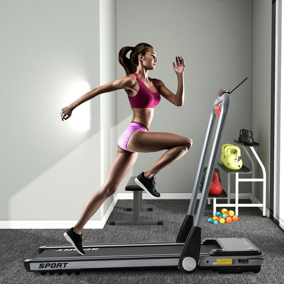 2.5HP Under Desk Folding Treadmills for Home,2-in-1 Running, Walking&Jogging Portable Running Machine with Bluetooth Speaker & Remote Control,5 Modes & 12 Programs