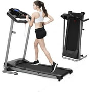 2.5HP Foldable Portable Treadmill for Home, Electric Motorized Running Machine with Heart Rate Sensor for Gym Home Fitness Workout Jogging Walking Easily Install, Space Saving Easy Folding