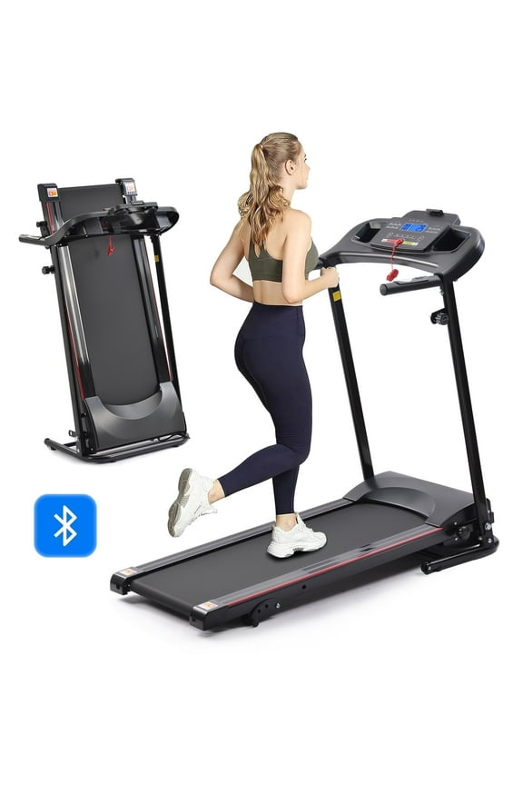 Swertoy 2.5HP Folding Treadmill Portable Running Walking Compact Exercise Machine with 12 Preset Program, LED Display, Easy Assembly for Home