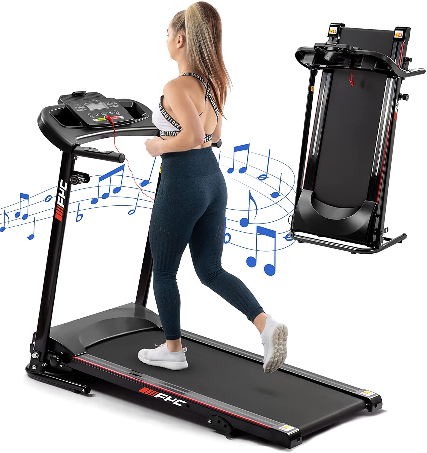 Portable Folding Treadmill with 2.5HP Motor LED Display Bluetooth Music for Home in Maldives at MVR 9355 Rating 5