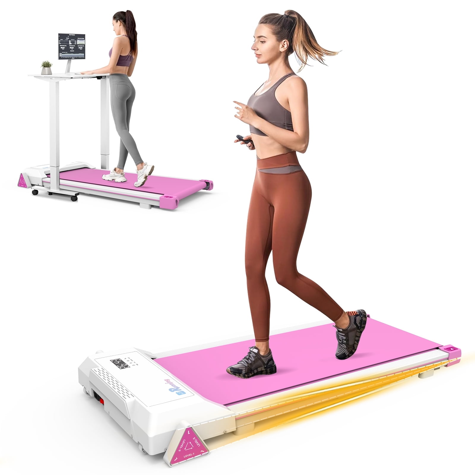 2.5HP Under Desk Electric Treadmill MINI Waking Jogging Machine Installation Free Portable Walking Machine for Home Office Gym