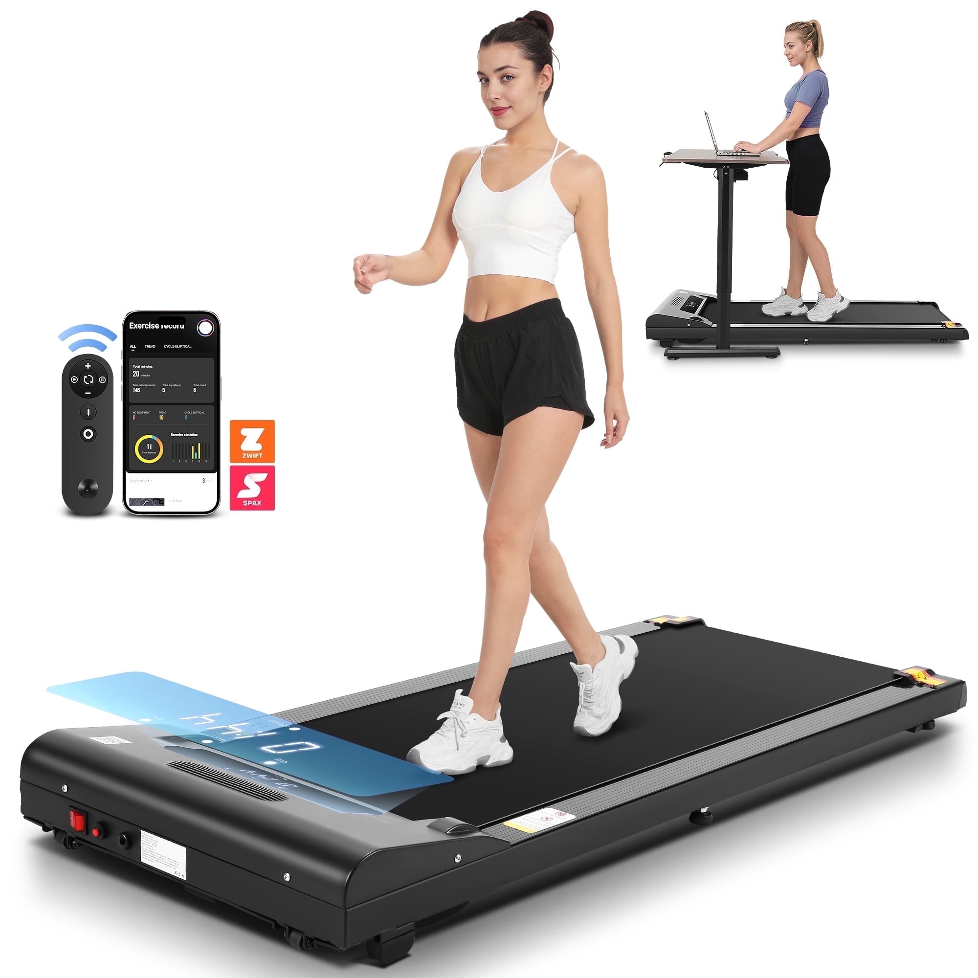 Portable Folding Treadmill, 3.0 HP Foldable Compact Treadmill for Home Office, Walking Running Treadmill with LCD Display for Exercise, 300 lbs Treadmill with Incline, 12 Programs