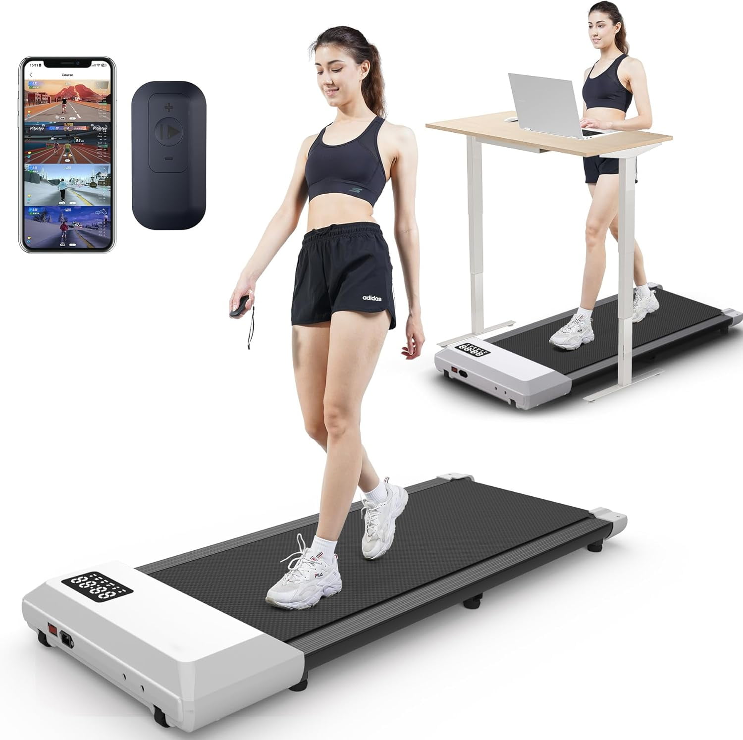 2.5Hp Walking Pad 35.5 15.5 Walking Area 0.6 3.8 mph Under Desk Treadmill 265 lb Treadmill with Remote Control LED Display Quiet Compact Small