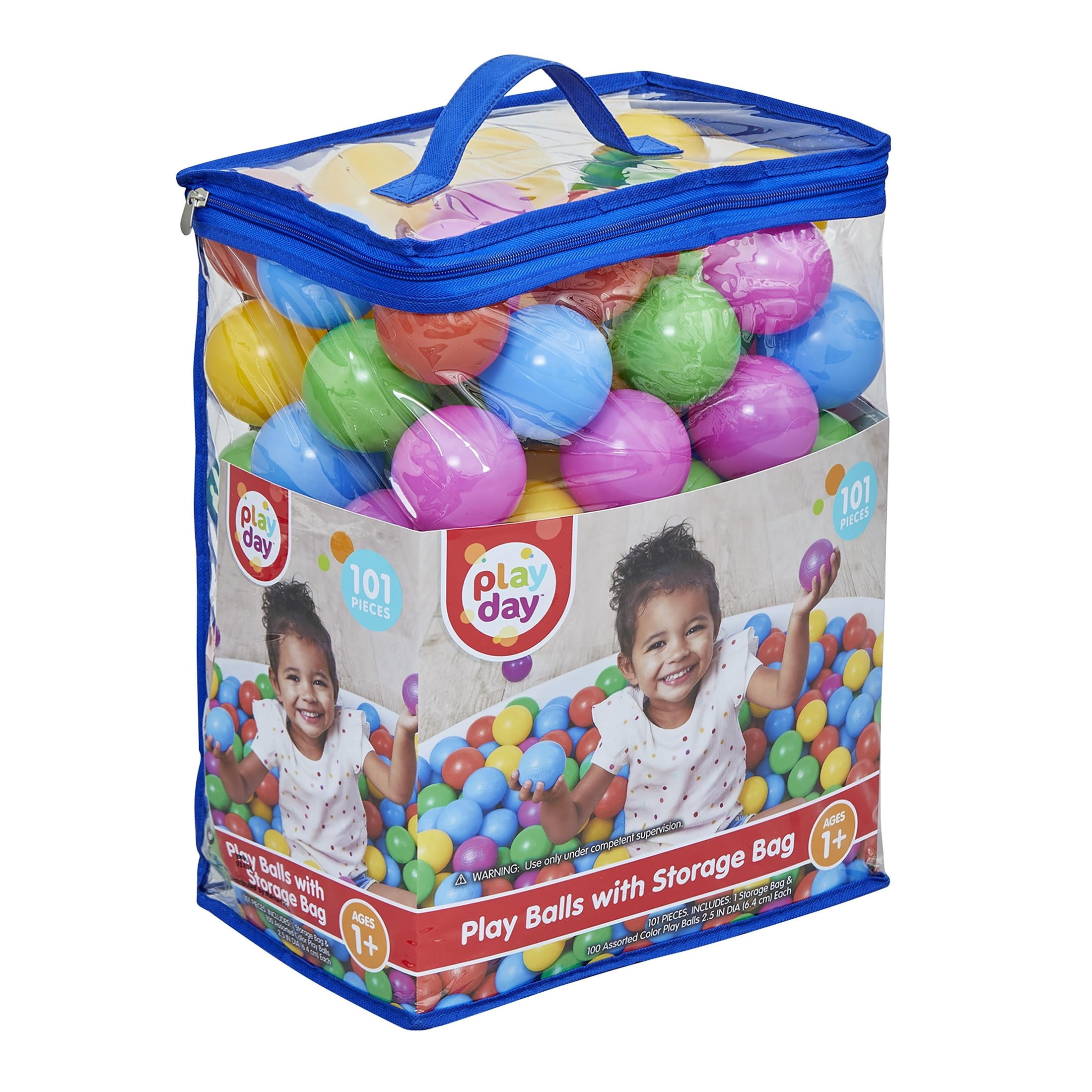 Play Day 100 Multi-Colored Play Balls 2.5" for Toddlers and Kids