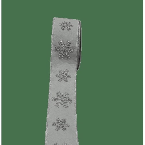 Silver Glitter Snowflake Christmas Ribbon, 2.5" x 12', by Holiday Time