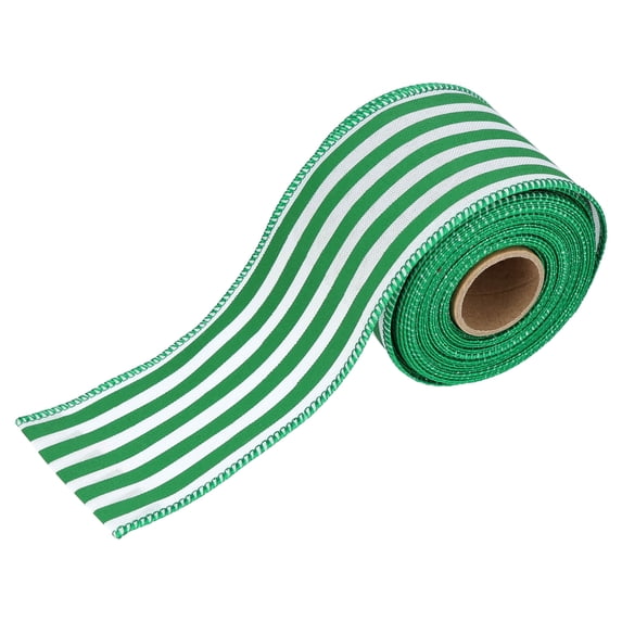 Green and White Striped Christmas Ribbon, 2.5" x 25', by Holiday Time
