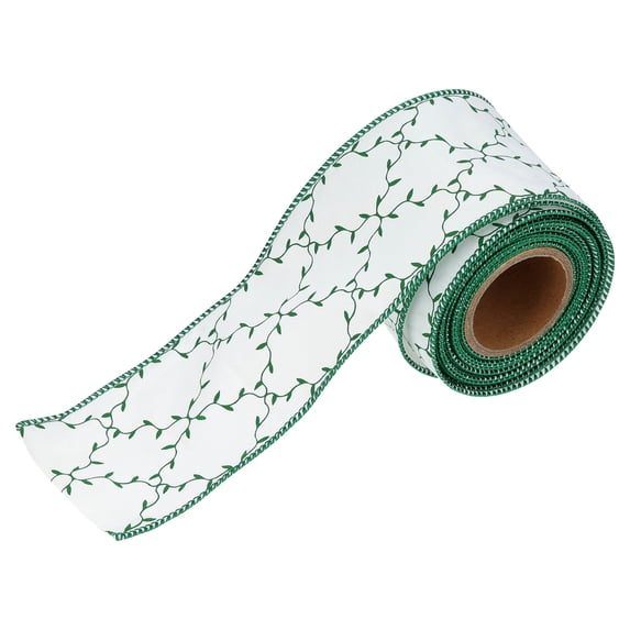 White and Green Trellis Christmas Ribbon, 2.5" x 25', by Holiday Time