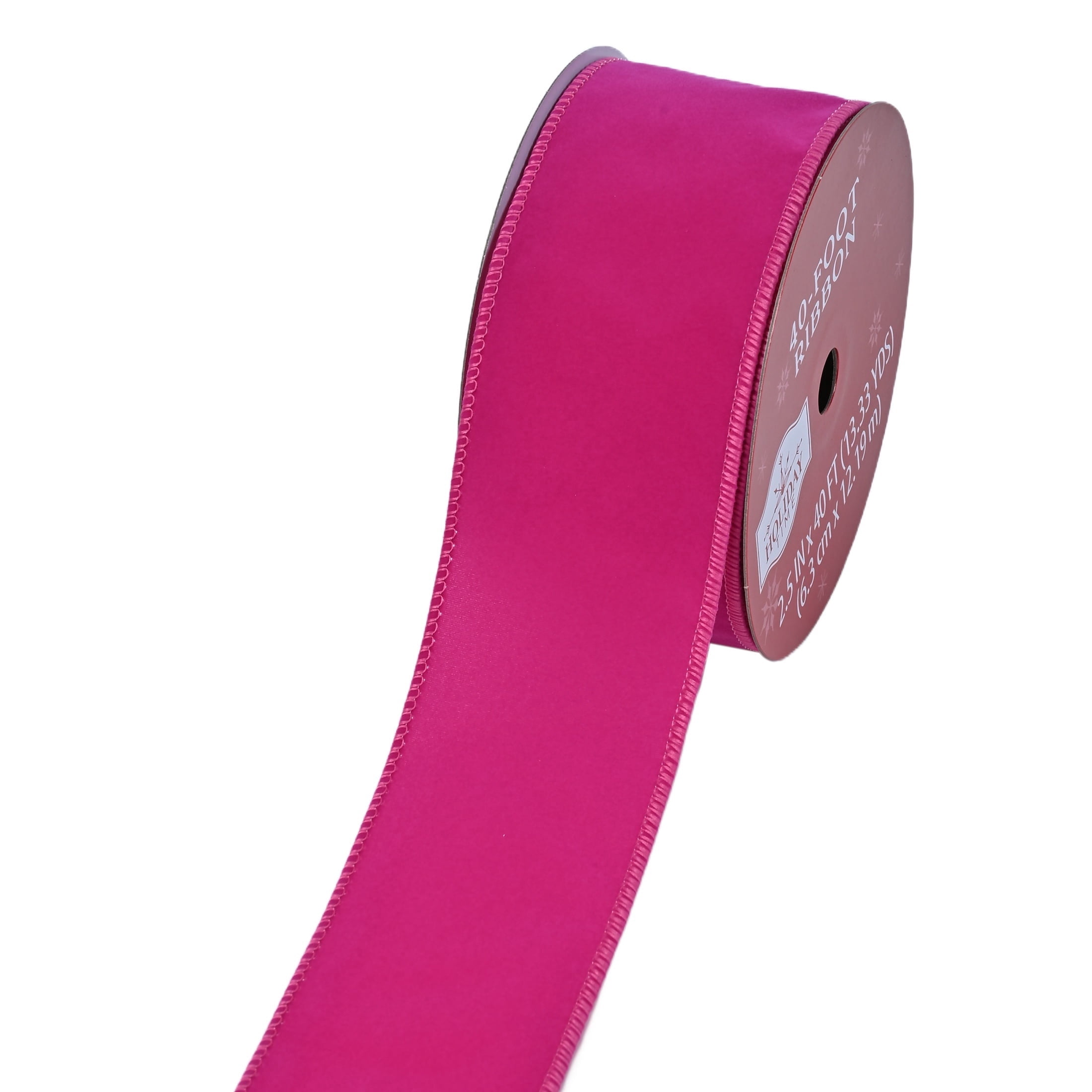 Hot Pink Velvet Christmas Ribbon, 2.5" x 40', by Holiday Time