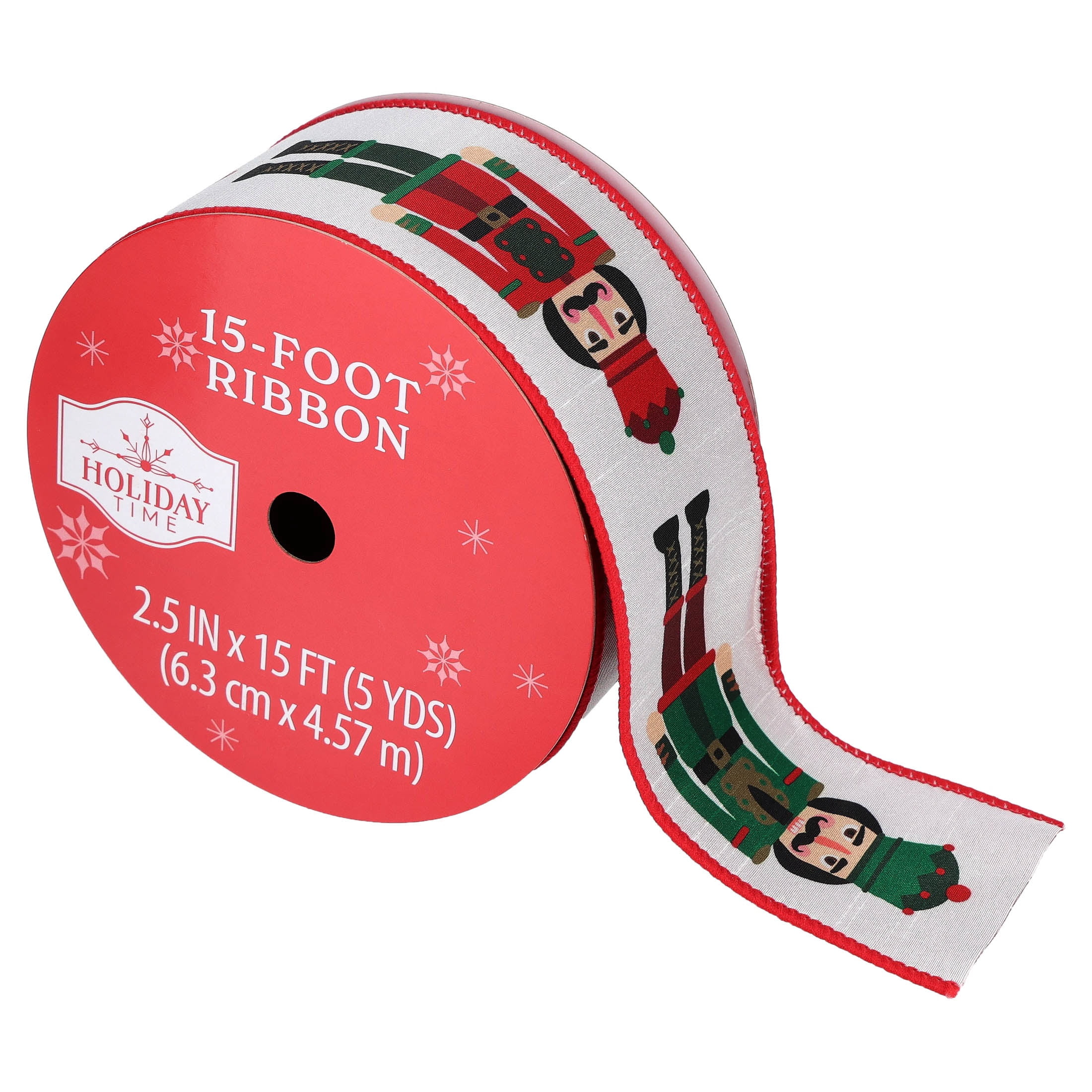 Multicolor Dual-Sided Nutcracker Christmas Ribbon, 2.5" x 15', by Holiday Time