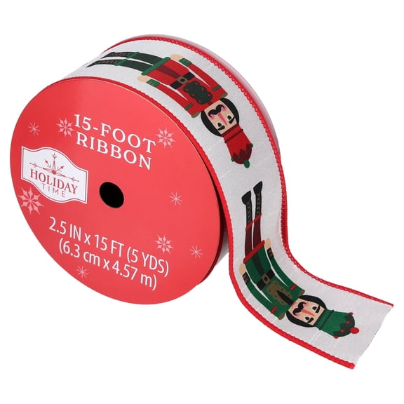Multicolor Dual-Sided Nutcracker Christmas Ribbon, 2.5" x 15', by Holiday Time