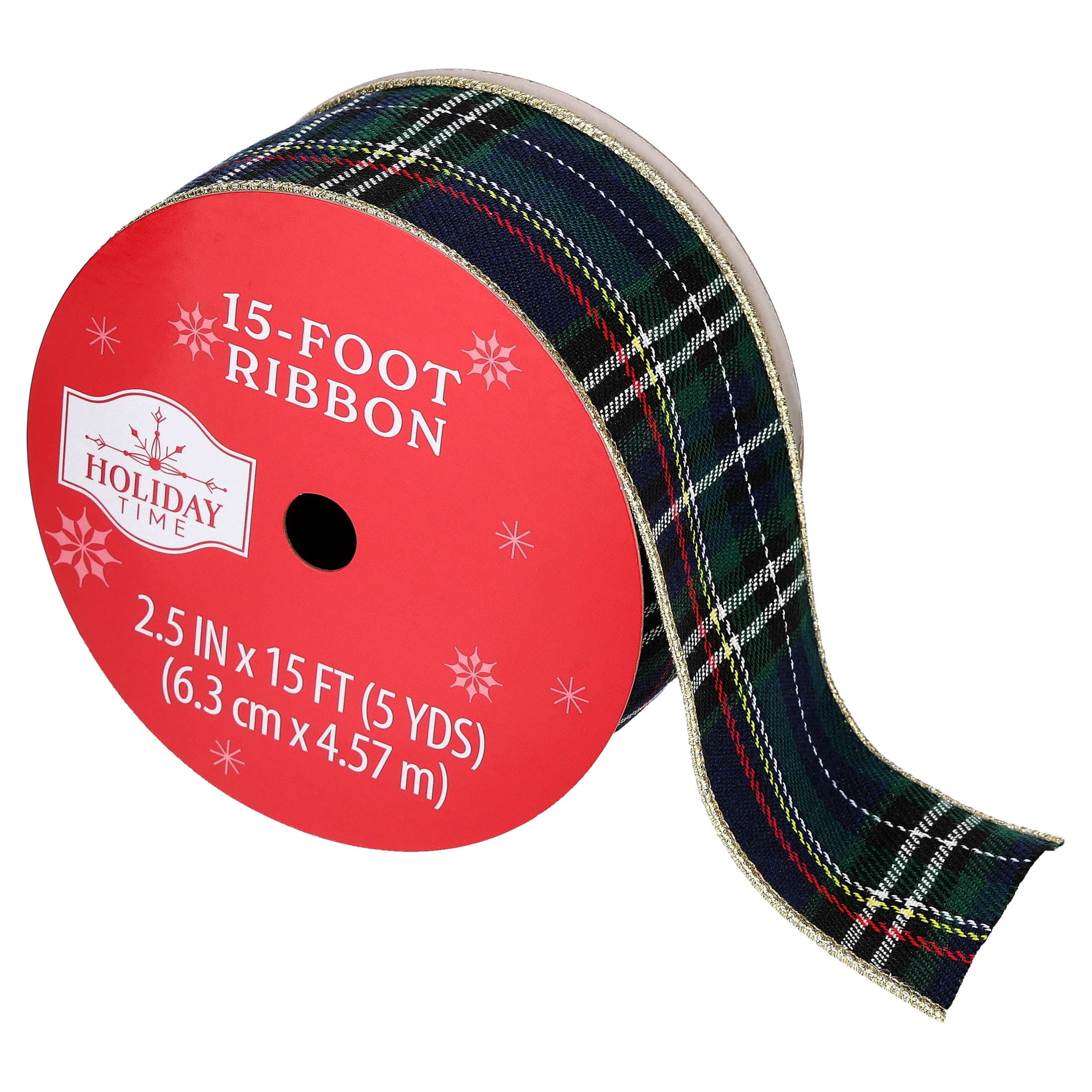 Multicolor Dual-Sided Plaid Christmas Ribbon, 2.5" x 15', by Holiday Time