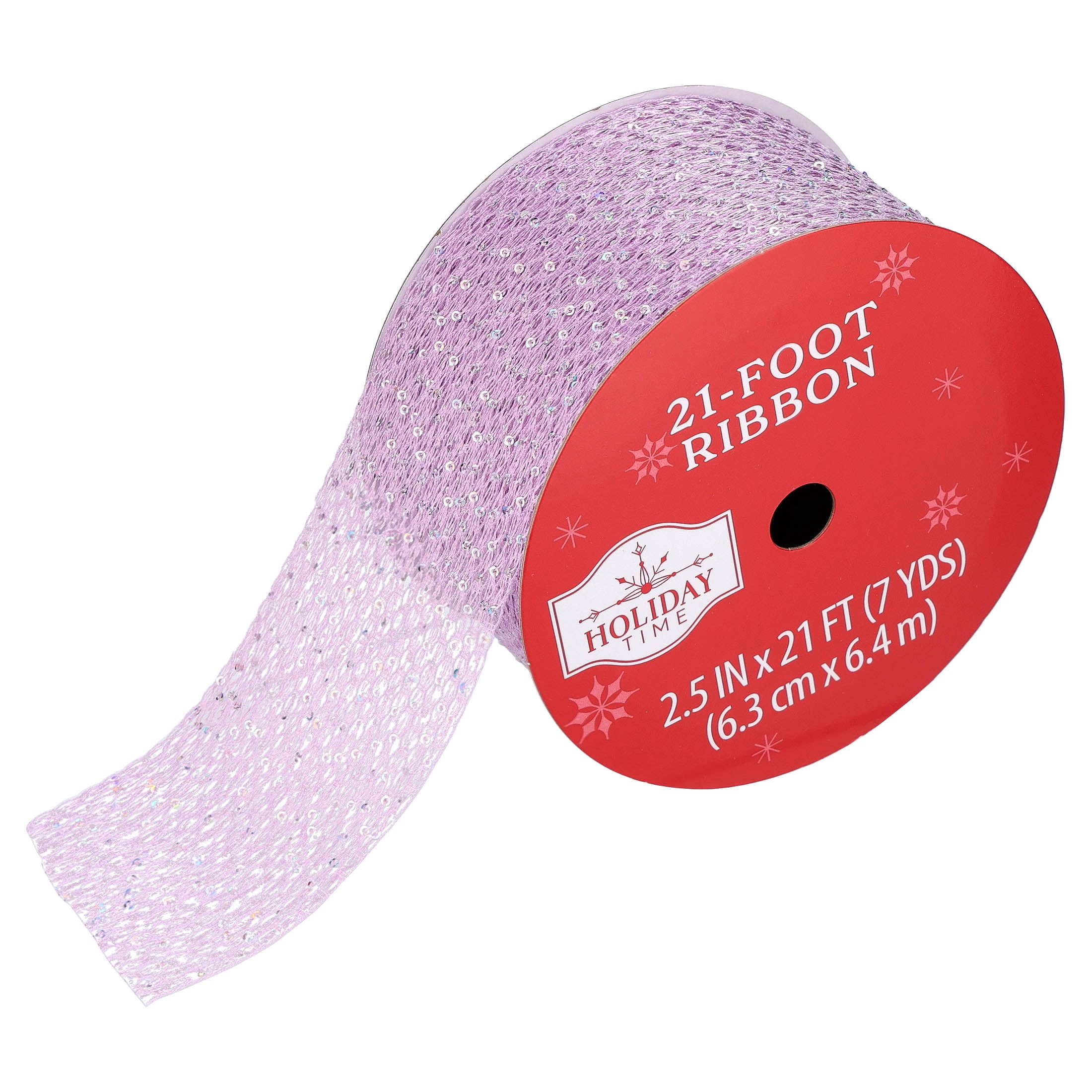 Purple Sequin Sheer Christmas Ribbon, 2.5" x 21', by Holiday Time