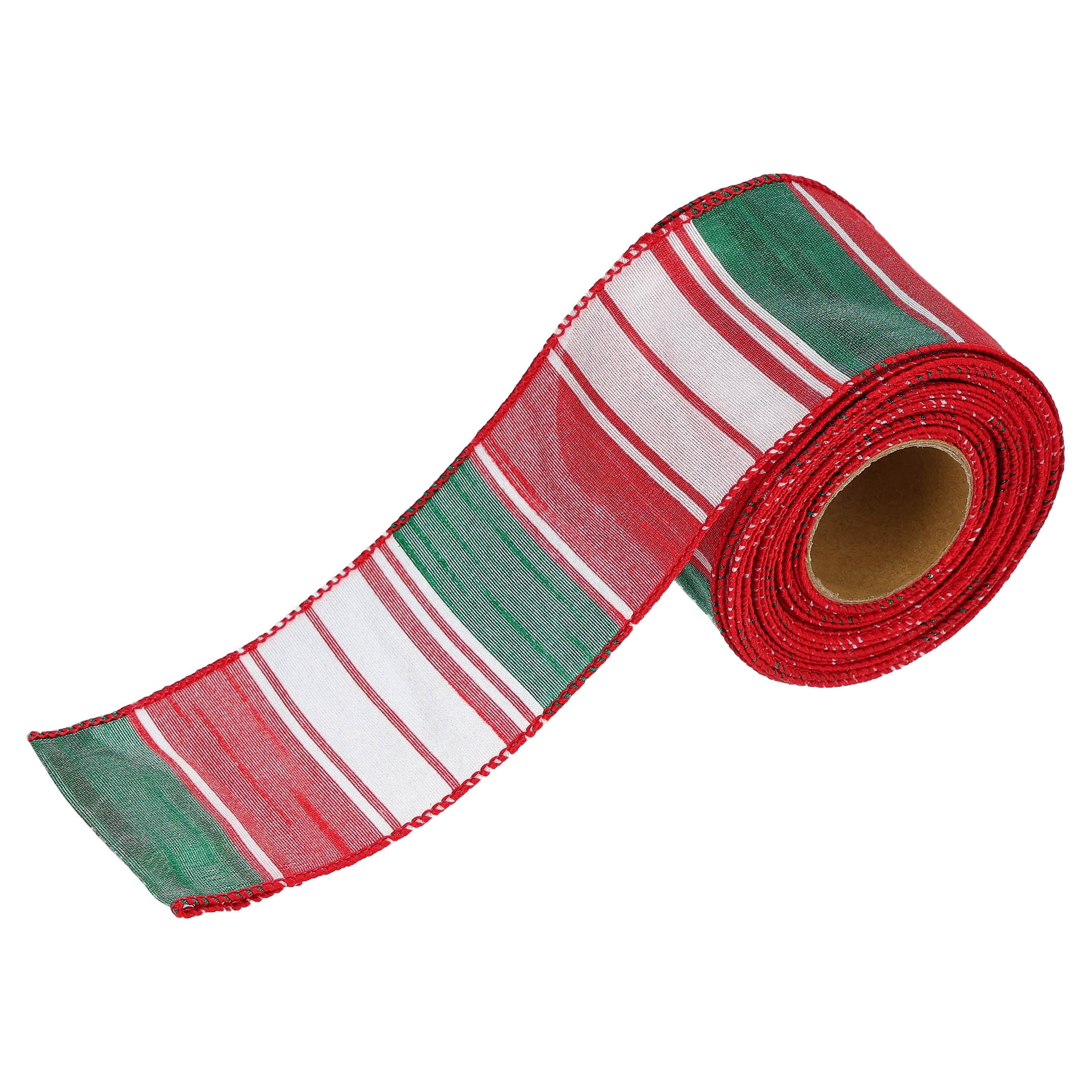 Red/Green/White Striped Christmas Ribbon, 2.5" x 25', by Holiday Time